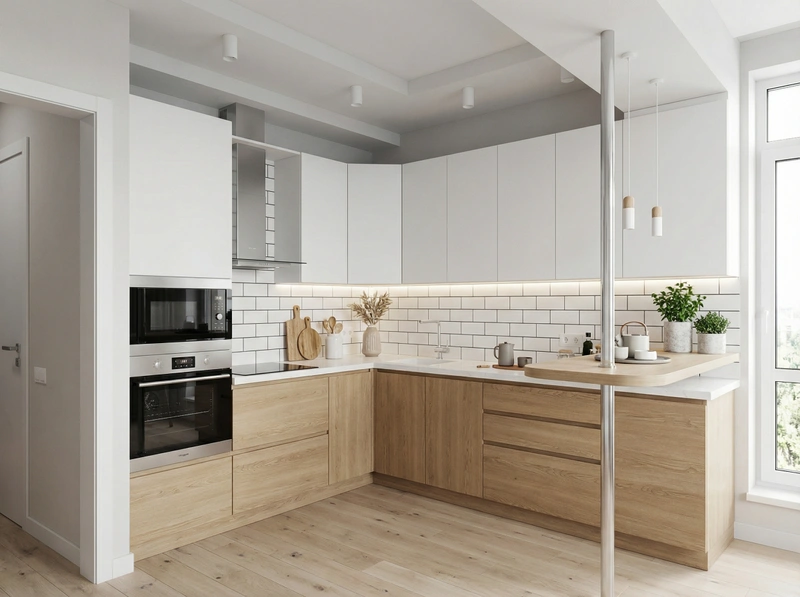 Дизайн кухни в стиле Сканди — фото интерьера от нейросети RoomGPT