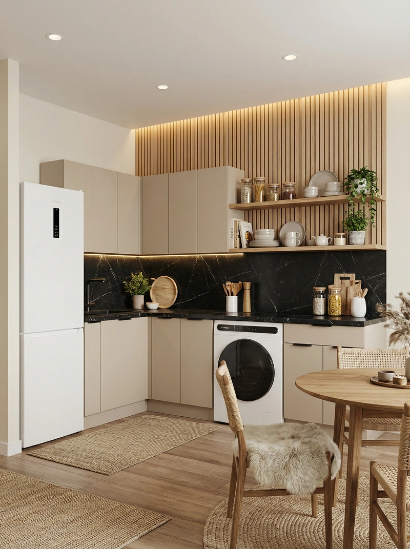 Дизайн интерьера в стиле Хюгге — Кухня от нейросети RoomGPT