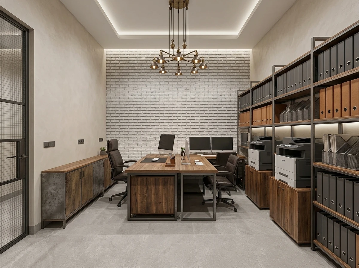 Дизайн кабинета в стиле Лофт — фото интерьера от нейросети RoomGPT