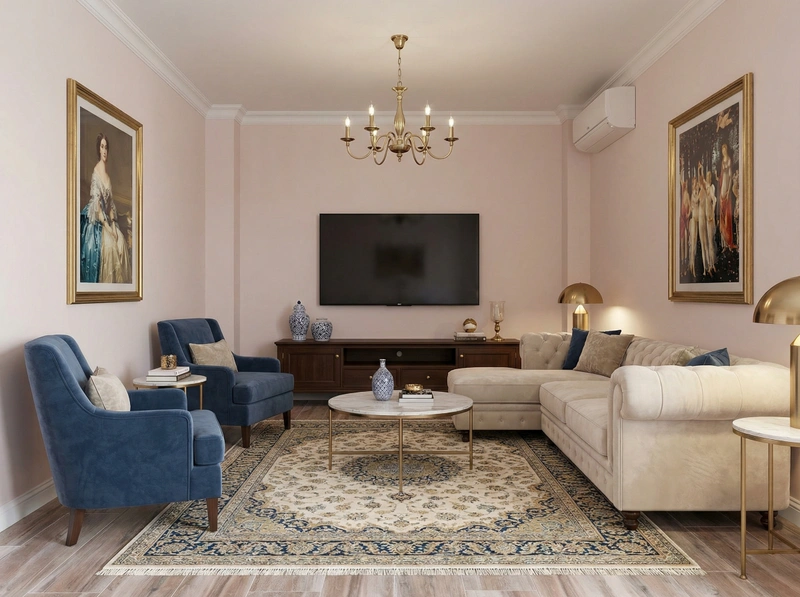 Дизайн интерьера в стиле Классика — Гостиная от нейросети RoomGPT