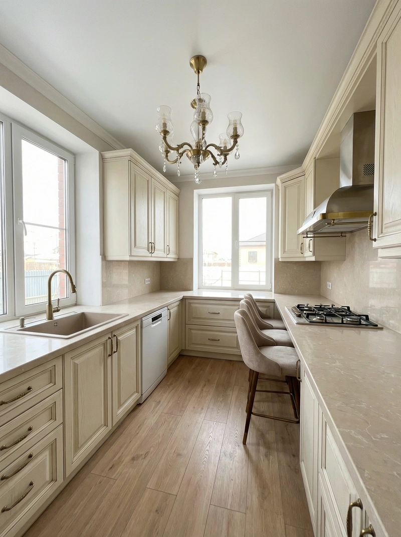 Дизайн интерьера в стиле Классика — Кухня от нейросети RoomGPT