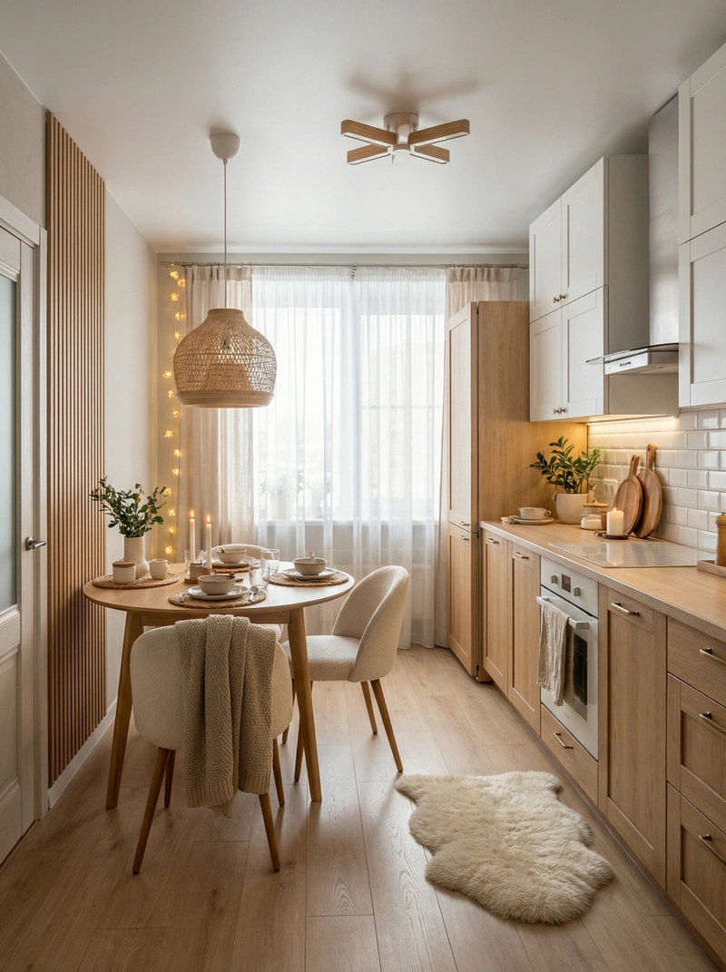 Дизайн интерьера в стиле Хюгге — Кухня от нейросети RoomGPT