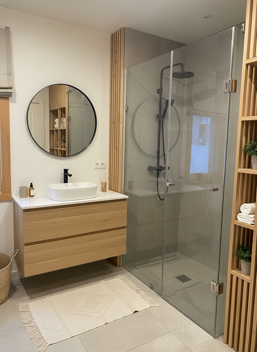 Дизайн ванной в стиле Хюгге — фото интерьера от нейросети RoomGPT