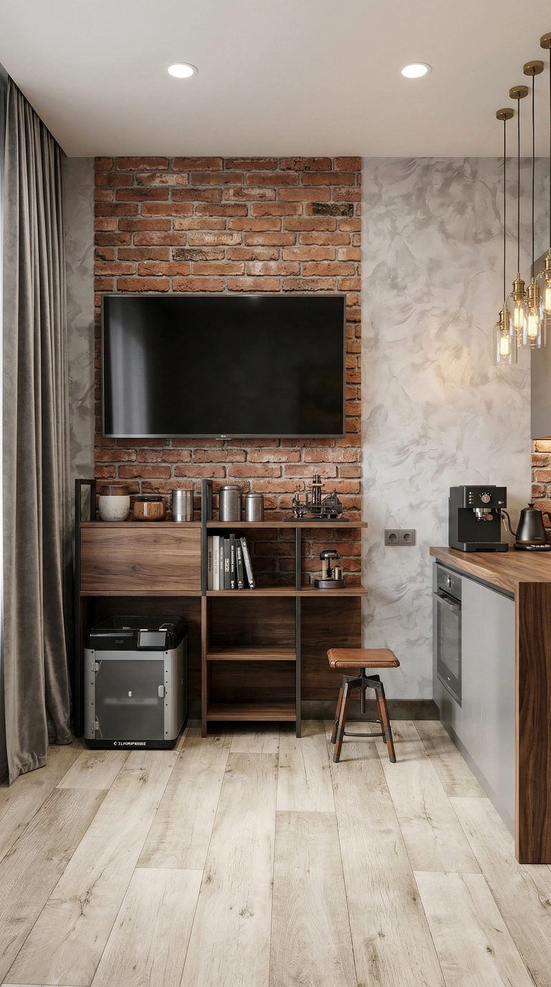 Дизайн кухни в стиле Лофт — фото интерьера от нейросети RoomGPT