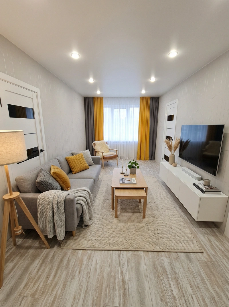 Дизайн интерьера в стиле Хюгге — Гостиная от нейросети RoomGPT