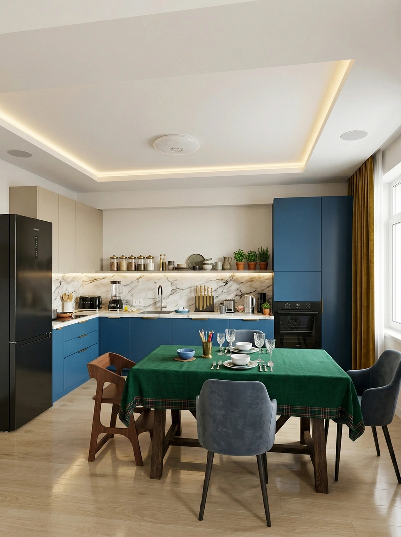 Дизайн кухни в стиле Британский — фото интерьера от нейросети RoomGPT