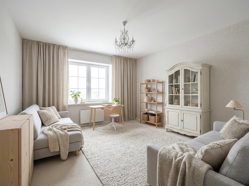 Дизайн интерьера в стиле Хюгге — Гостиная от нейросети RoomGPT