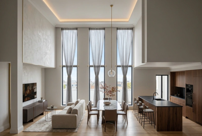 Дизайн гостиной в стиле Контемпорари — фото интерьера от нейросети RoomGPT