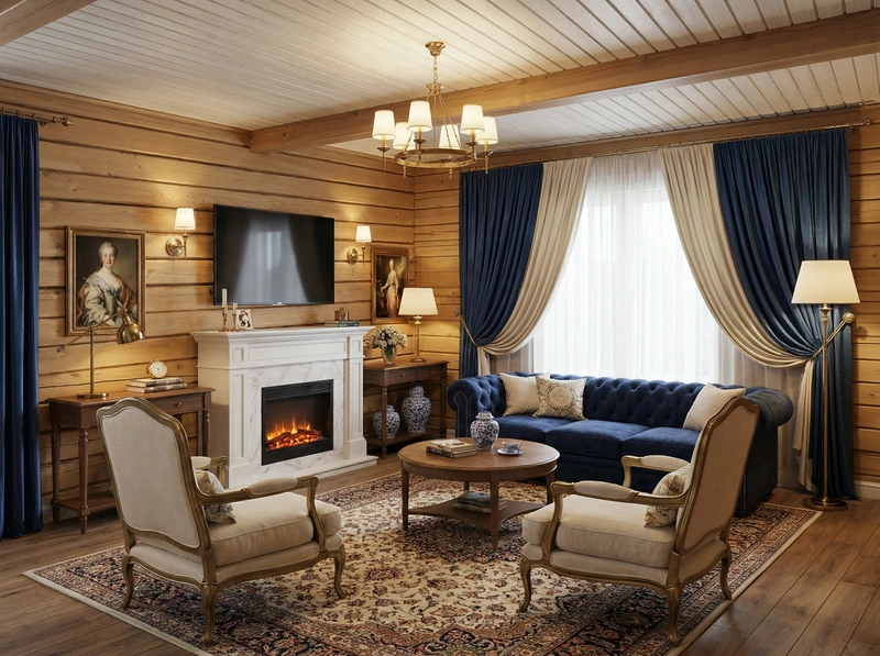 Дизайн интерьера в стиле Классика — Гостиная от нейросети RoomGPT