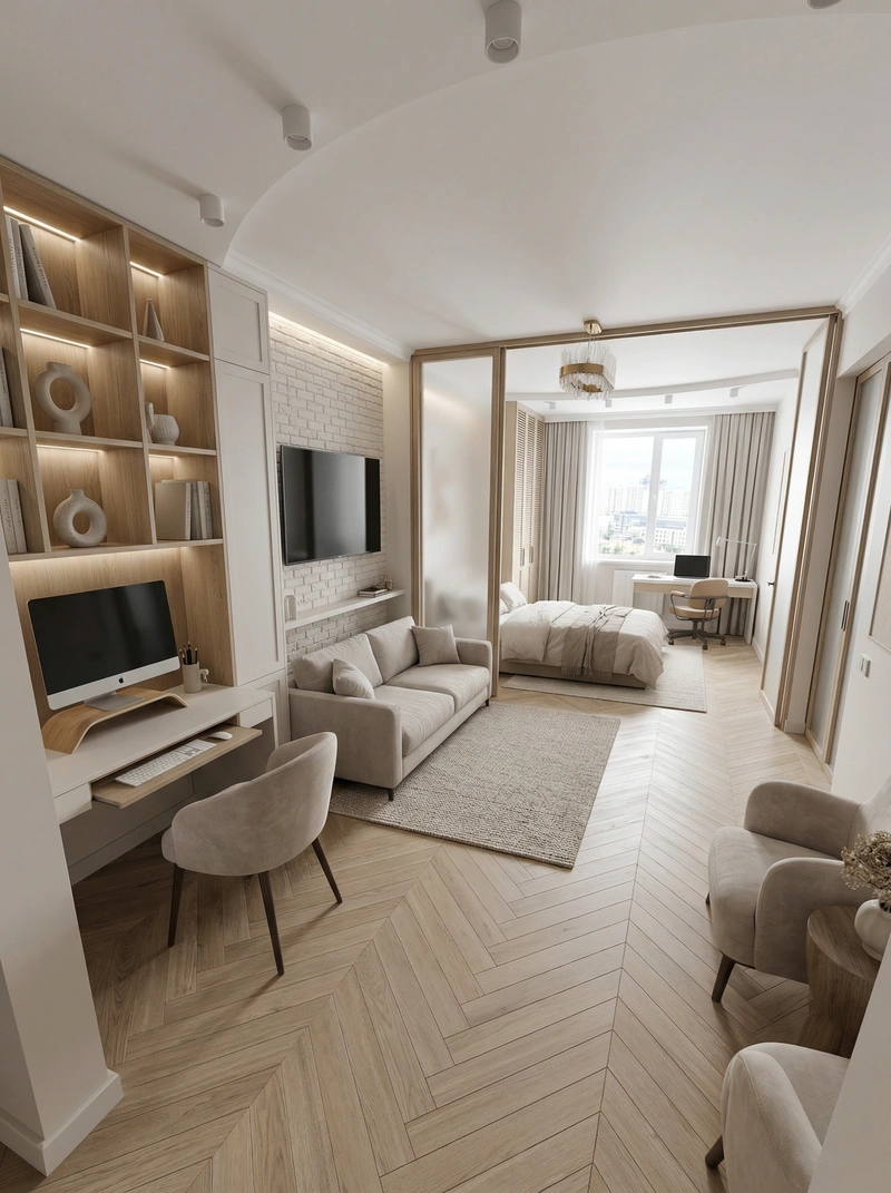 Дизайн интерьера в стиле Сканди — Гостиная от нейросети RoomGPT