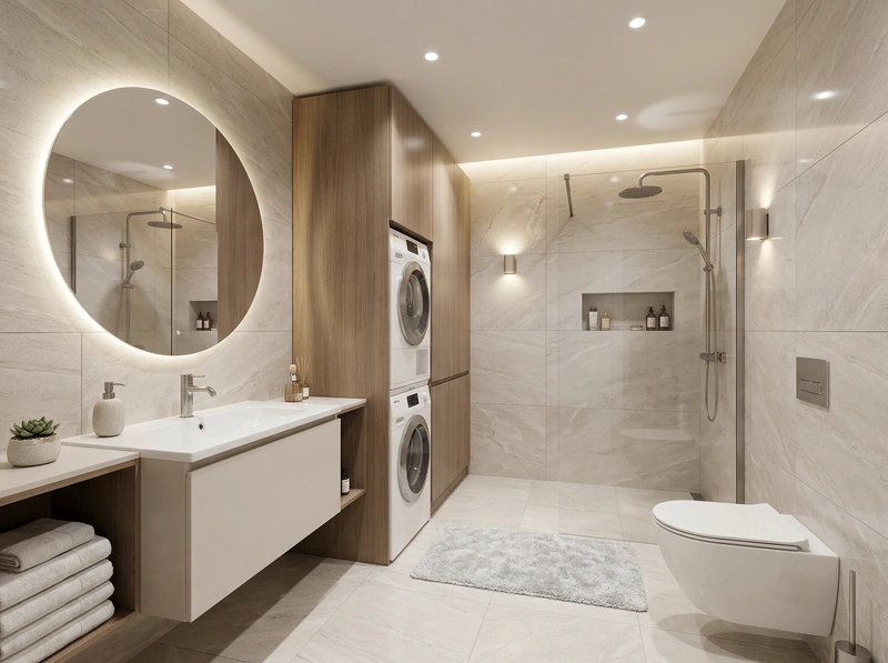 Дизайн интерьера в стиле Контемпорари — Ванная от нейросети RoomGPT