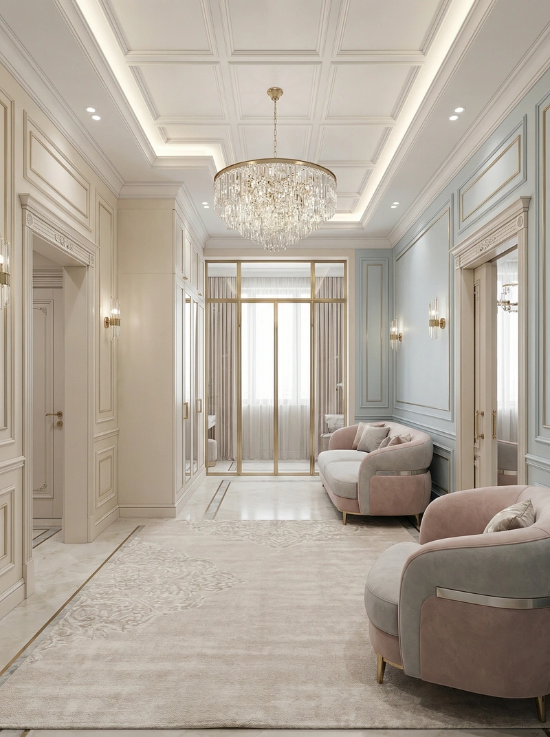 Дизайн интерьера в стиле Неоклассика — Гостиная от нейросети RoomGPT