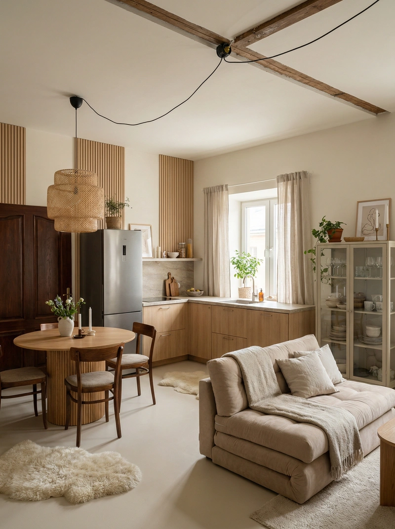 Дизайн интерьера в стиле Хюгге — Кухня от нейросети RoomGPT