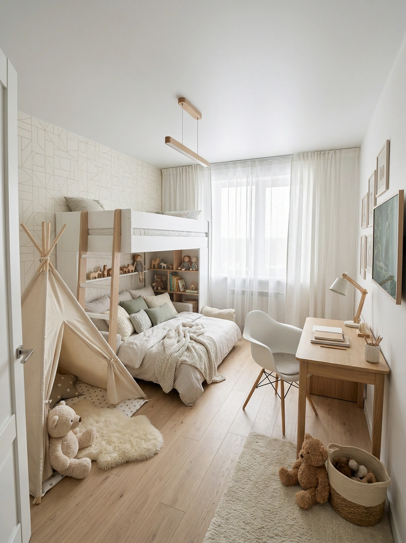 Дизайн интерьера в стиле Хюгге — Детская от нейросети RoomGPT