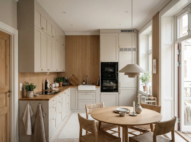 Дизайн интерьера в стиле Хюгге — Кухня от нейросети RoomGPT