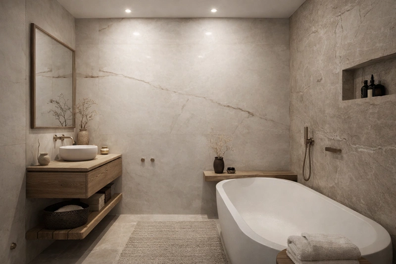Дизайн ванной в стиле Japandi — фото интерьера от нейросети RoomGPT