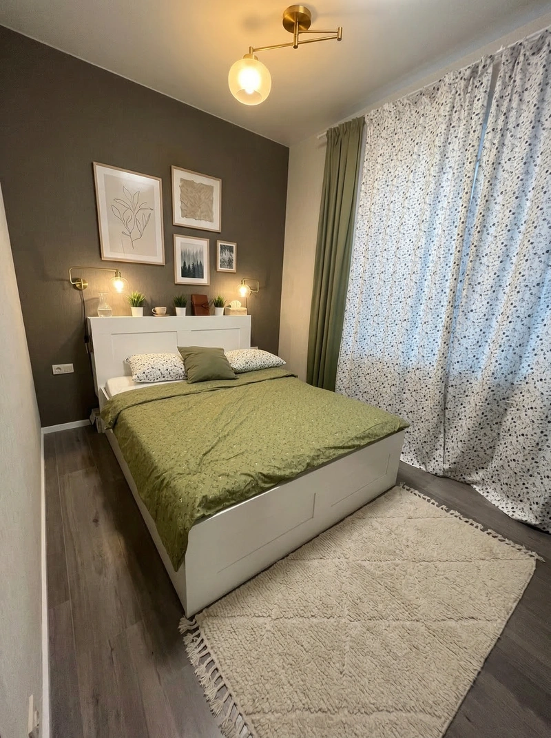 Дизайн спальни в стиле Хюгге — фото интерьера от нейросети RoomGPT