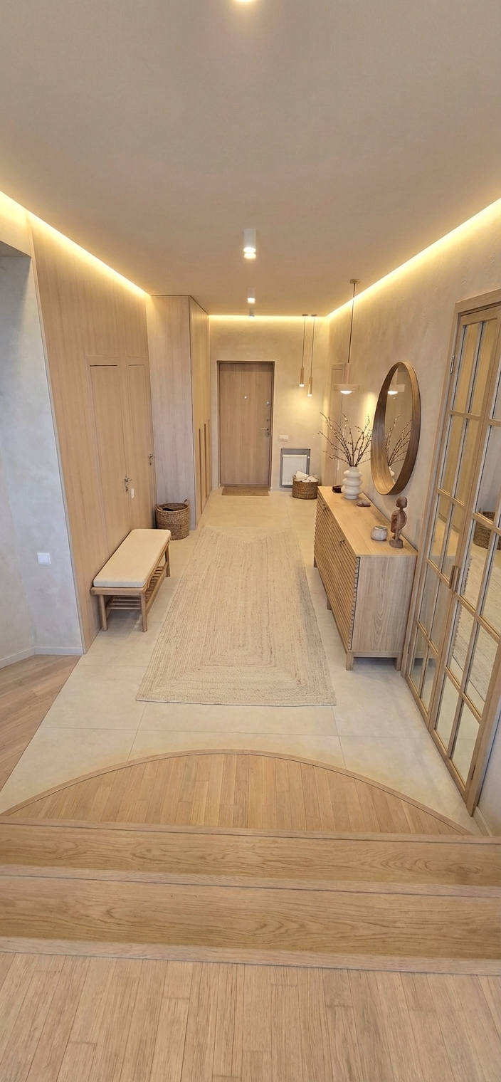 Дизайн гостиной в стиле Japandi — фото интерьера от нейросети RoomGPT