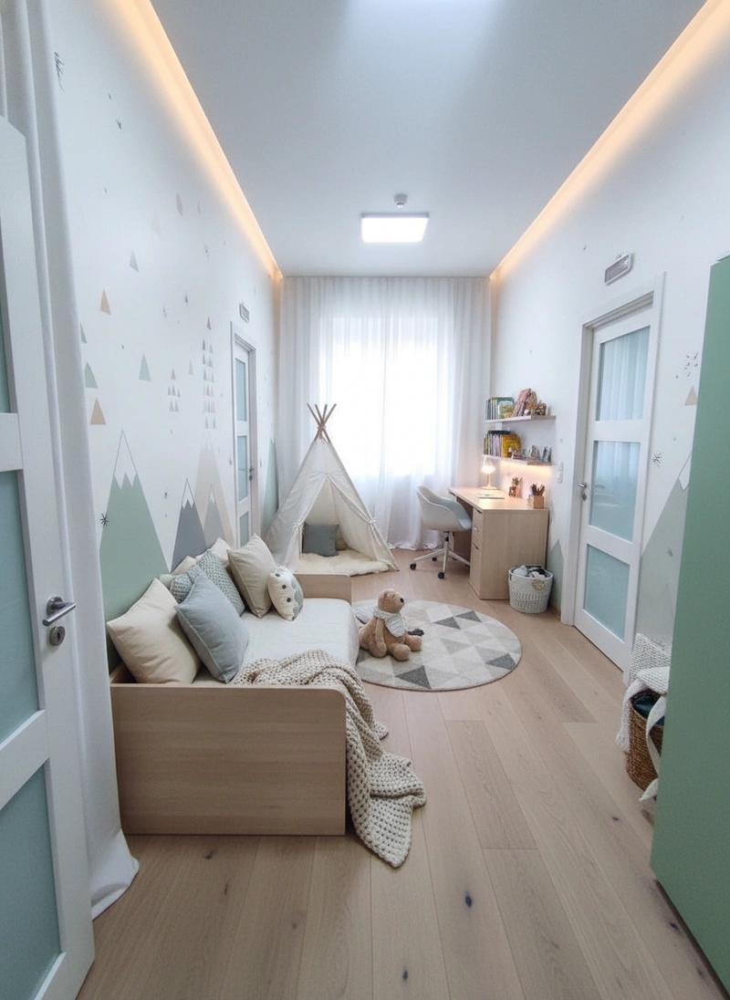 Дизайн интерьера в стиле Хюгге — Детская от нейросети RoomGPT