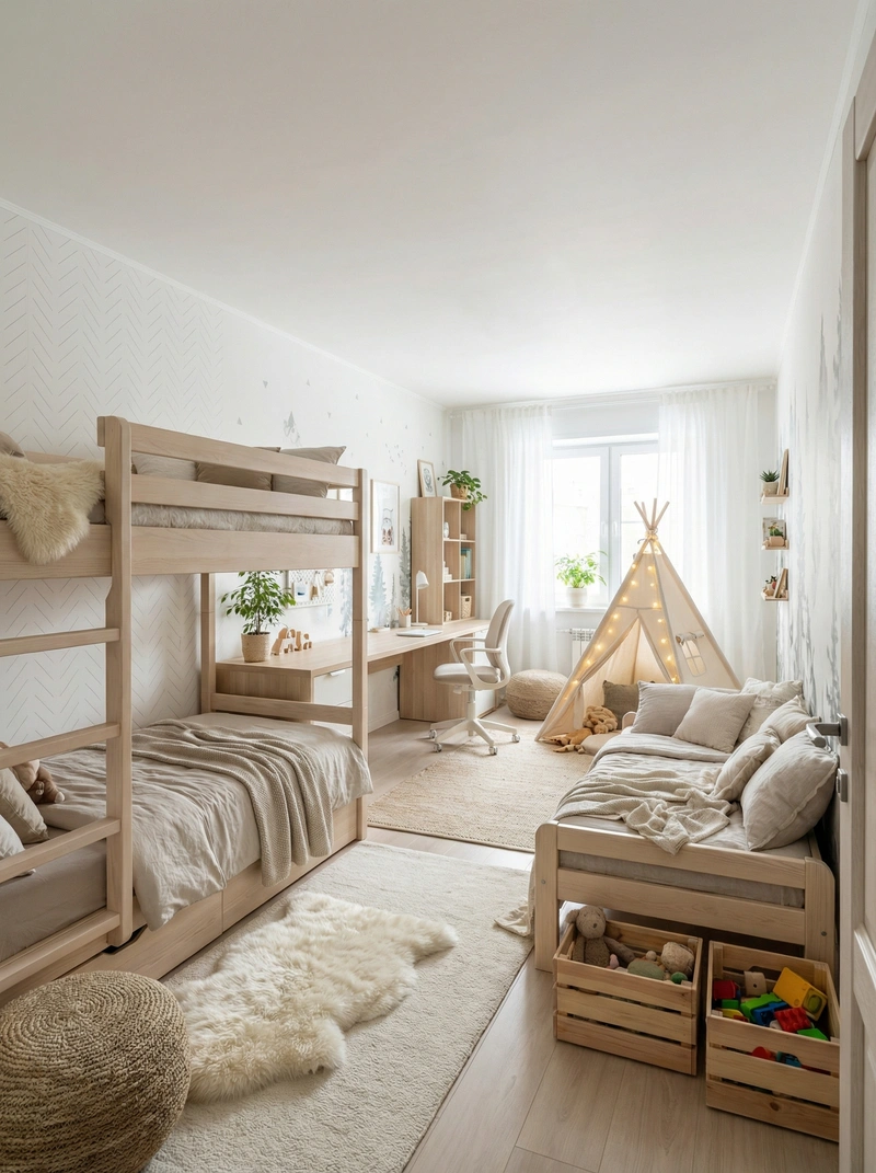 Дизайн интерьера в стиле Хюгге — Детская от нейросети RoomGPT