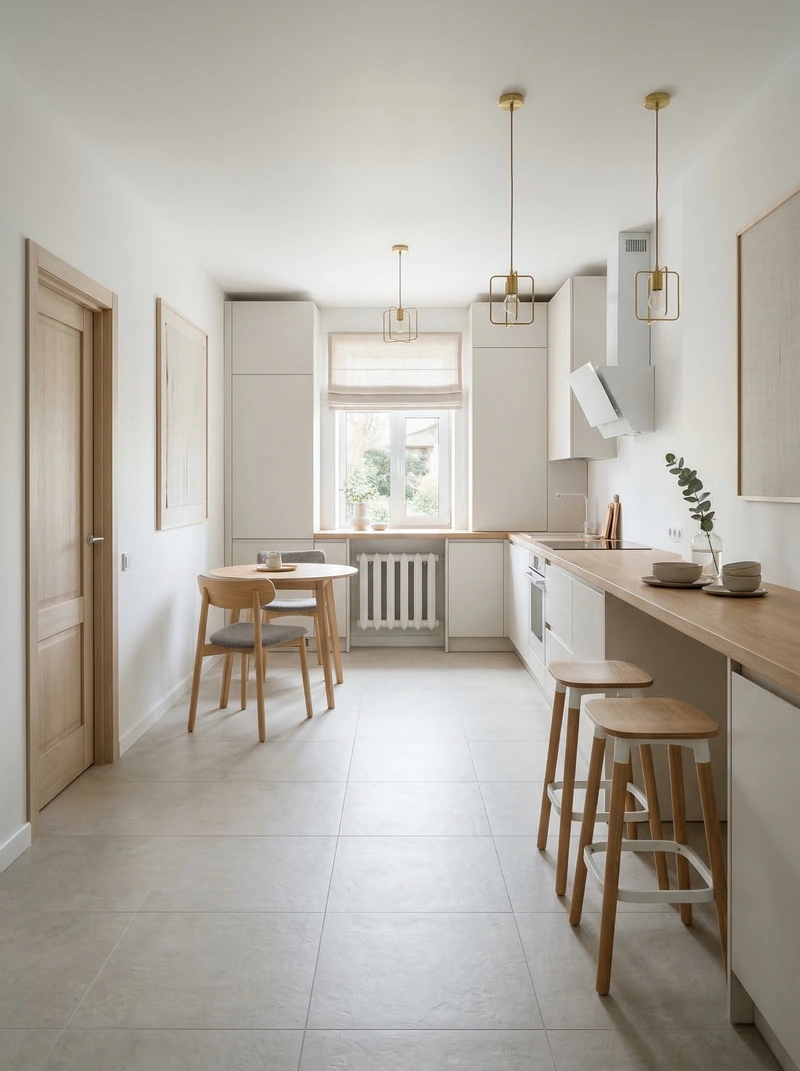 Дизайн кухни в стиле Сканди — фото интерьера от нейросети RoomGPT