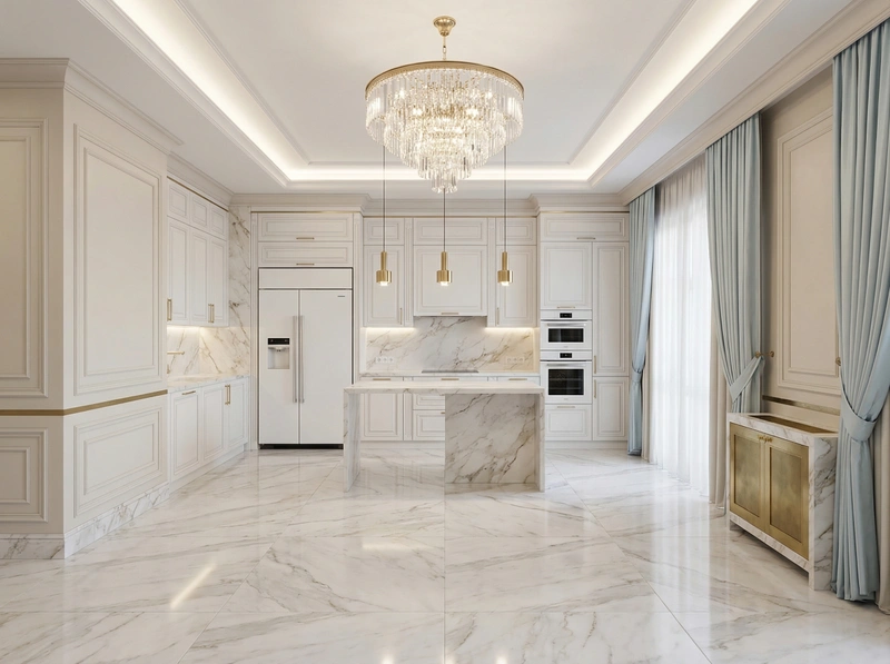 Дизайн кухни в стиле Неоклассика — фото интерьера от нейросети RoomGPT