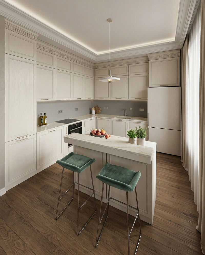 Дизайн кухни в стиле Контемпорари — фото интерьера от нейросети RoomGPT