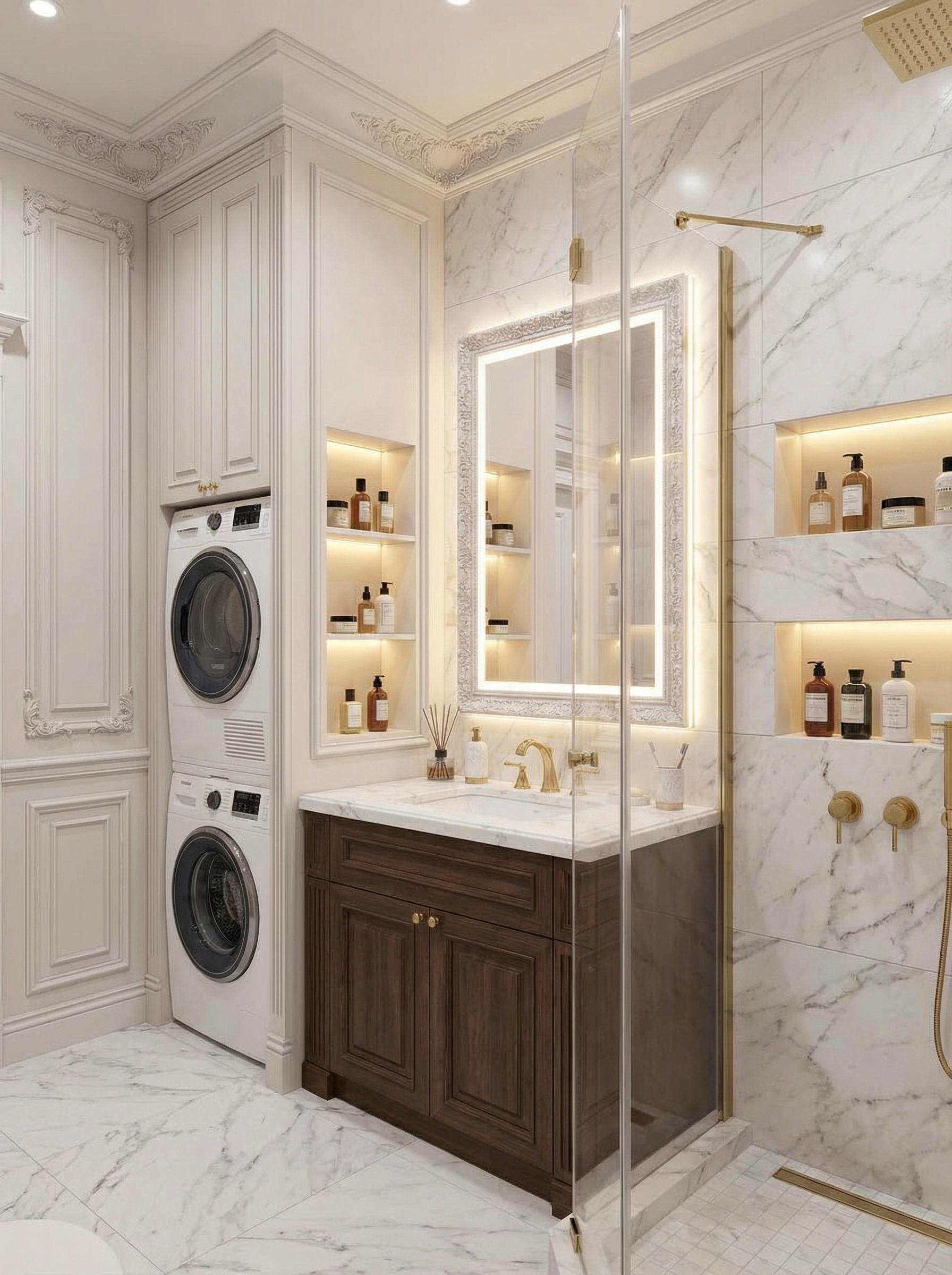 Дизайн ванной в стиле Классика — фото интерьера от нейросети RoomGPT