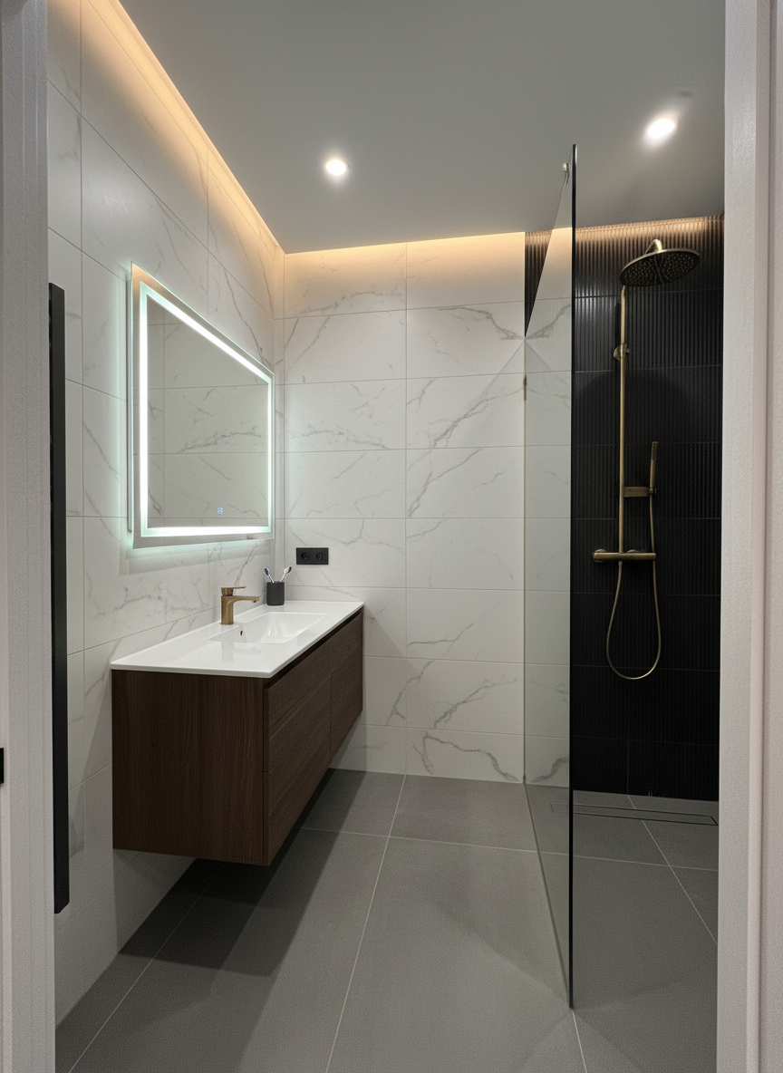 Дизайн ванной в стиле Минимализм — фото интерьера от нейросети RoomGPT