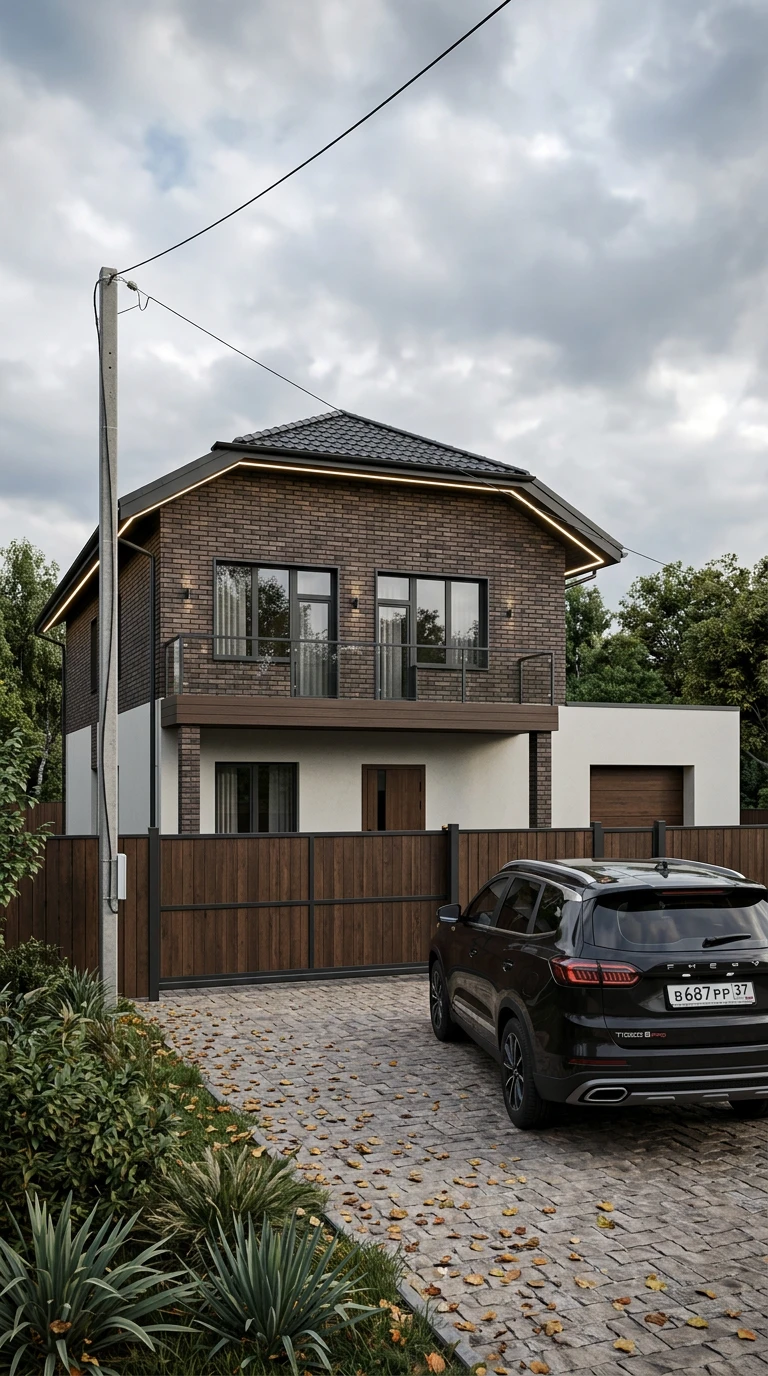Дизайн фасада в стиле Барнхаус — фото фасада от нейросети RoomGPT