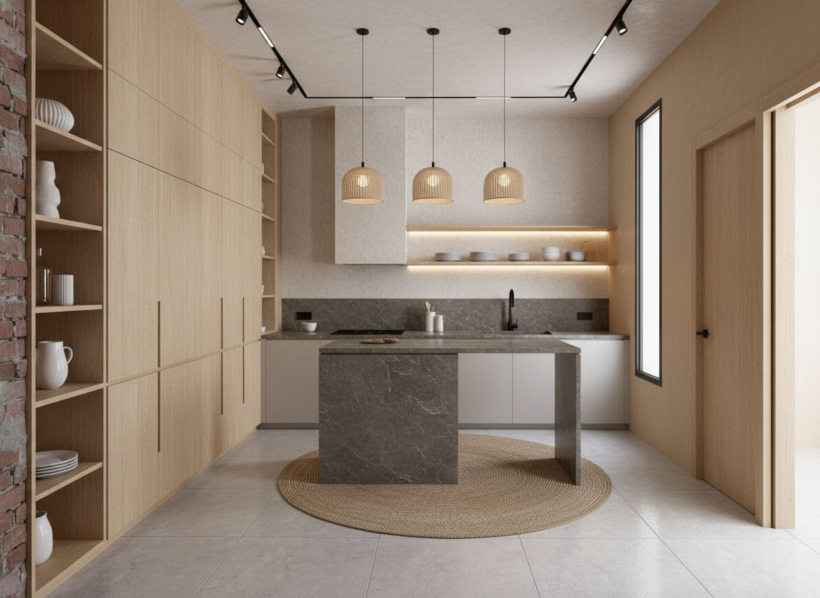 Дизайн кухни в стиле Japandi — фото интерьера от нейросети RoomGPT