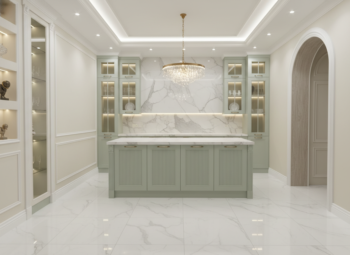 Дизайн кухни в стиле Классика — фото интерьера от нейросети RoomGPT