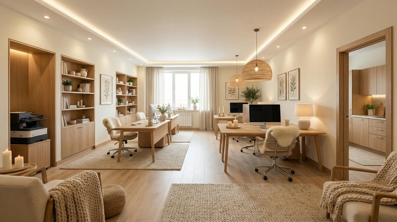 Дизайн интерьера в стиле Хюгге — Кабинет от нейросети RoomGPT