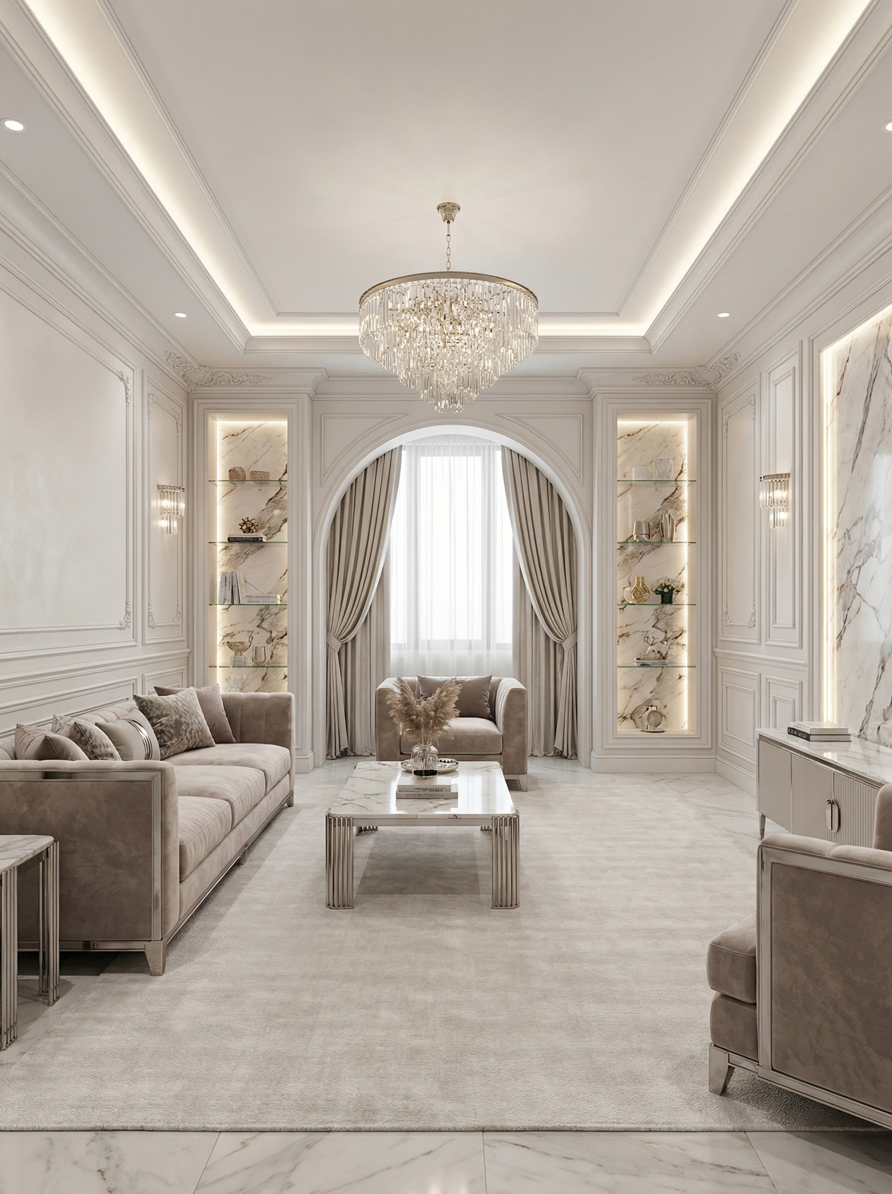 Дизайн гостиной в стиле Классика — фото интерьера от нейросети RoomGPT