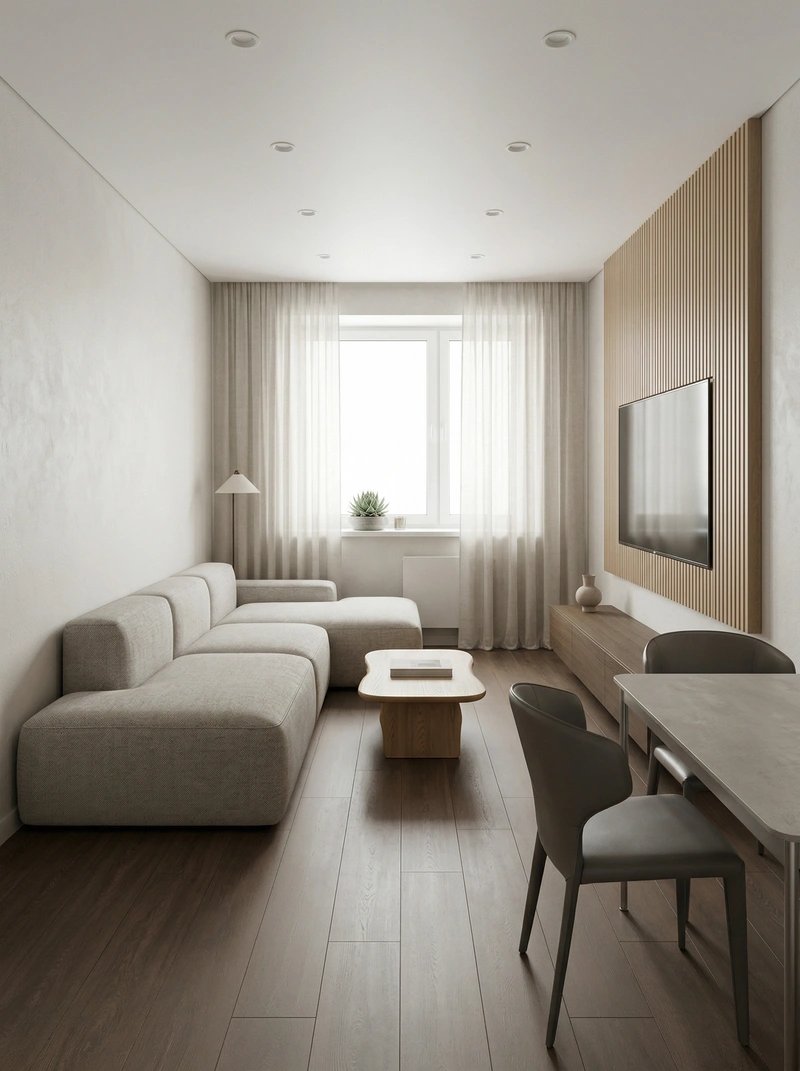 Дизайн гостиной в стиле Минимализм — фото интерьера от нейросети RoomGPT