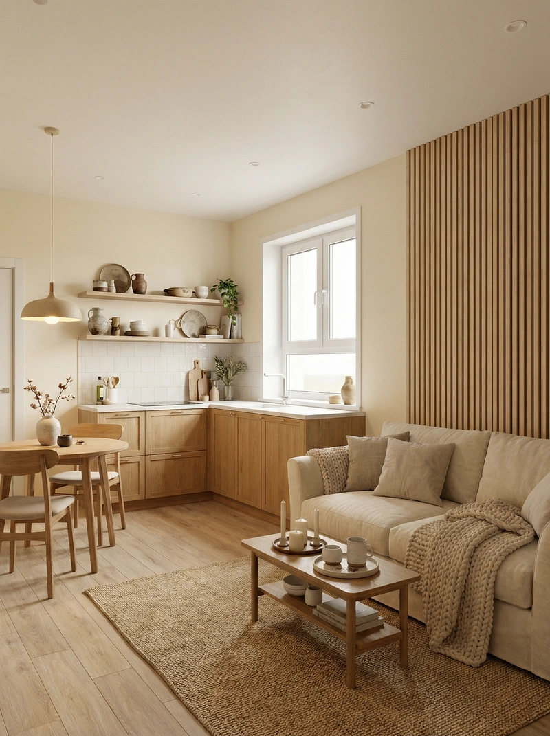 Дизайн интерьера в стиле Хюгге — Кухня от нейросети RoomGPT