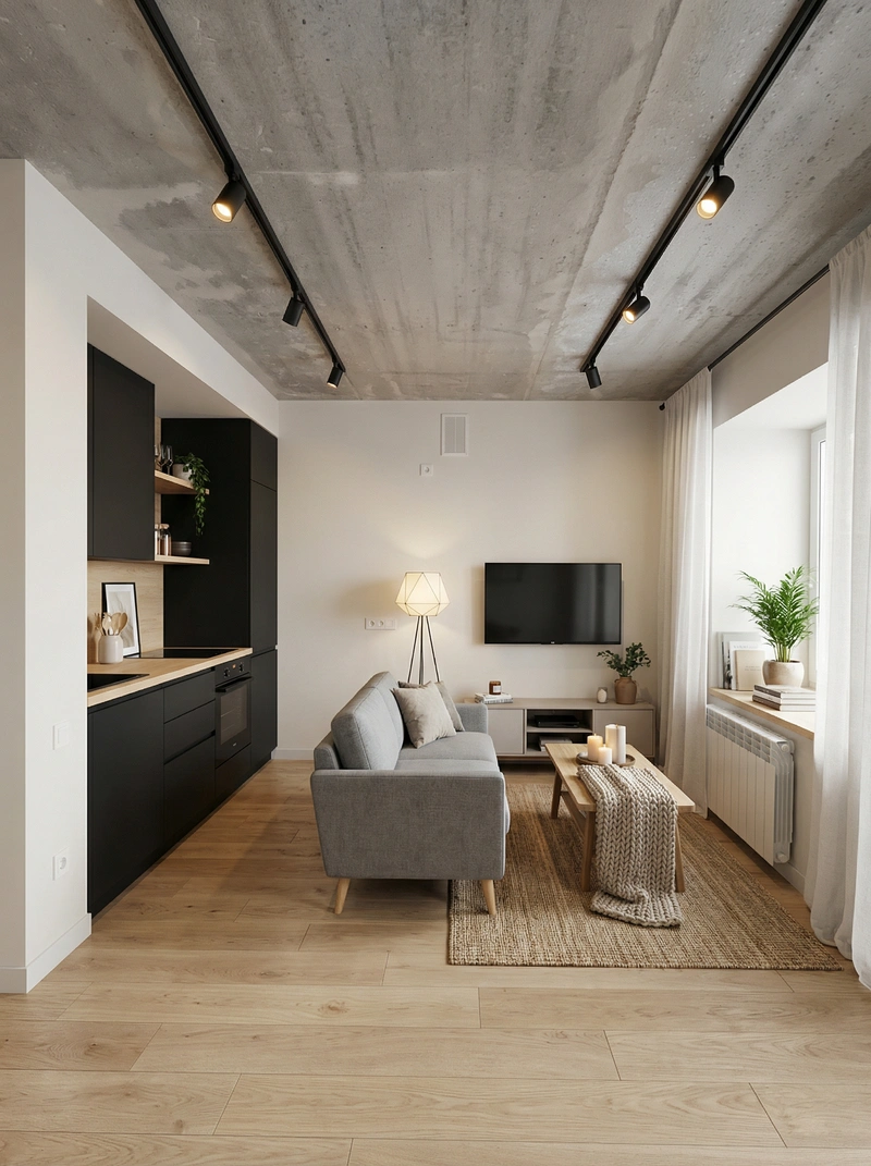 Дизайн интерьера в стиле Хюгге — Гостиная от нейросети RoomGPT