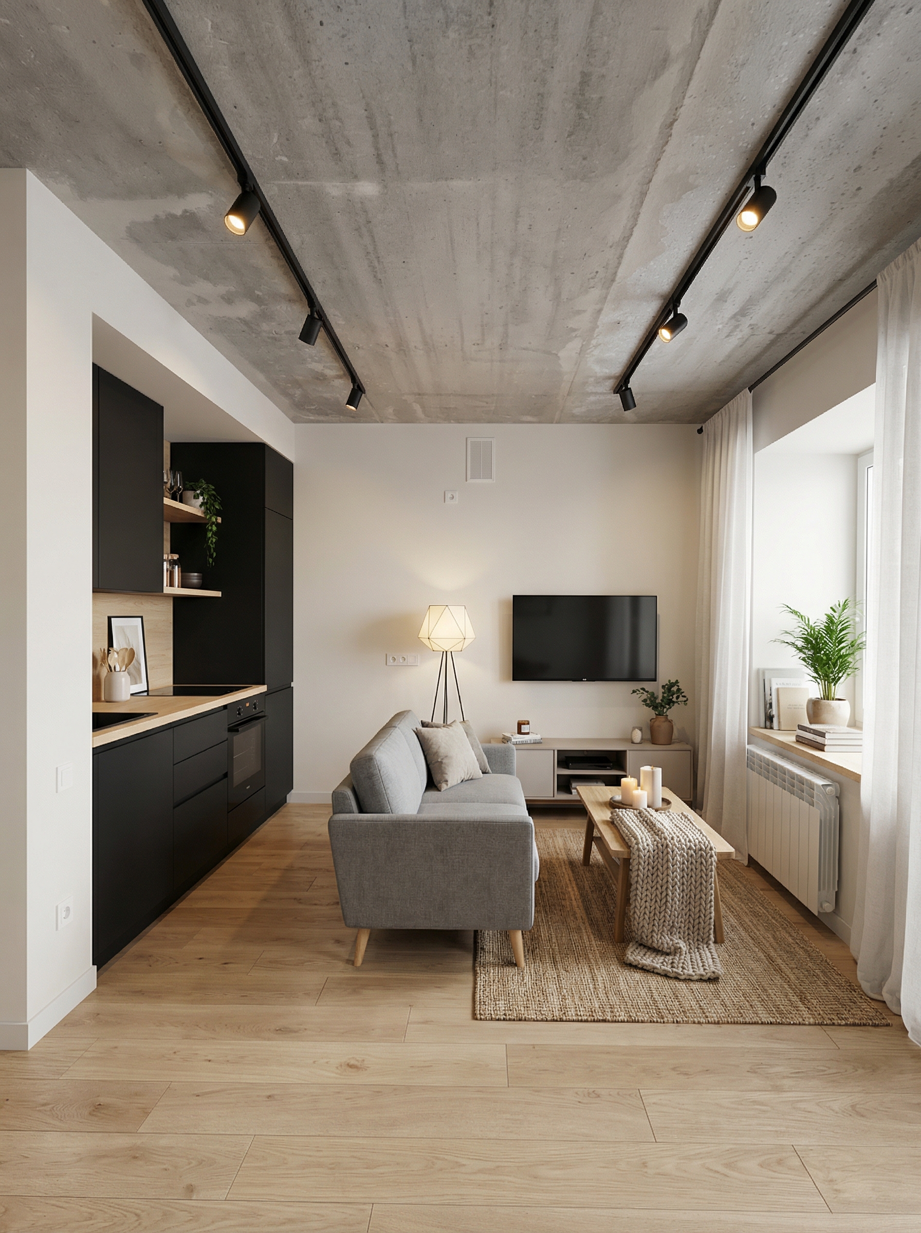 Дизайн гостиной в стиле Хюгге — фото интерьера от нейросети RoomGPT