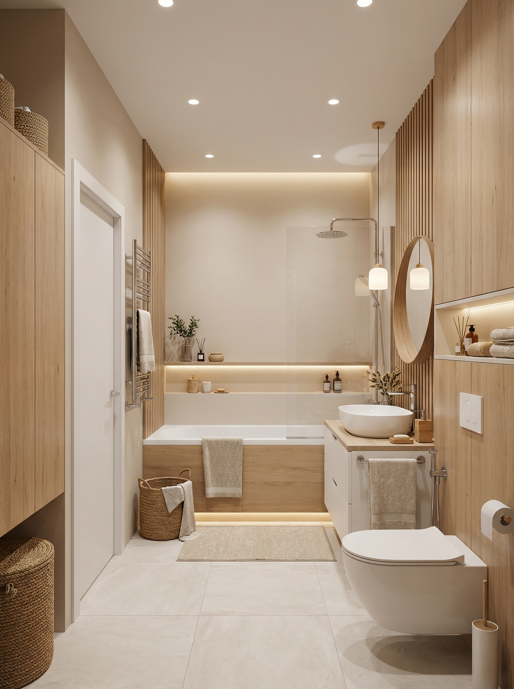 Дизайн ванной в стиле Хюгге — фото интерьера от нейросети RoomGPT