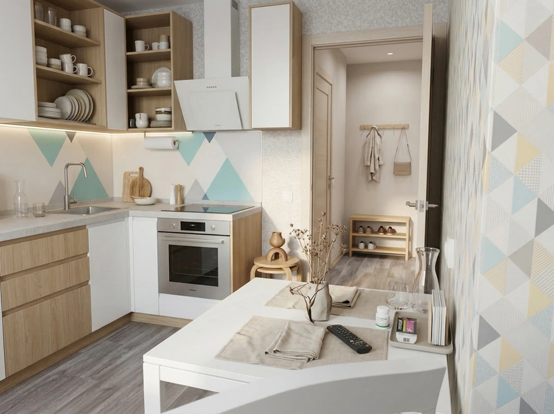 Дизайн кухни в стиле Сканди — фото интерьера от нейросети RoomGPT