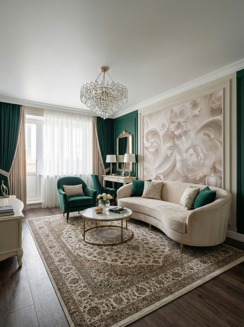 Дизайн интерьера в стиле Классика — Гостиная от нейросети RoomGPT