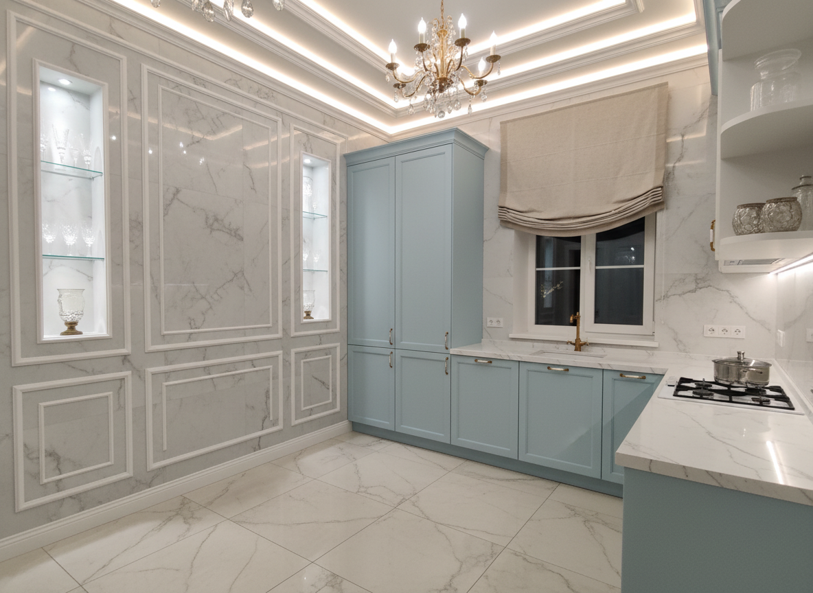 Дизайн кухни в стиле Классика — фото интерьера от нейросети RoomGPT