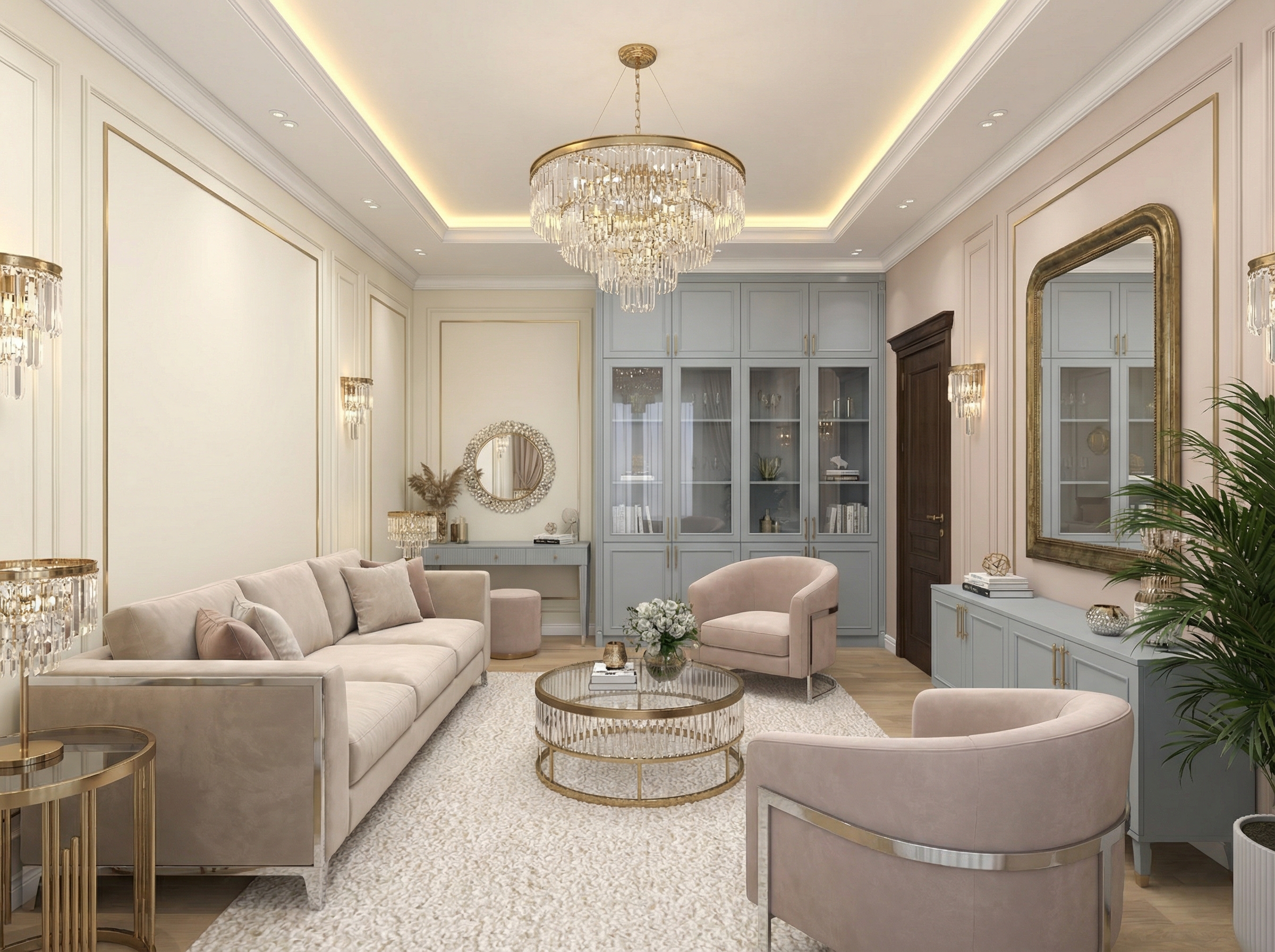 Дизайн гостиной в стиле Неоклассика — фото интерьера от нейросети RoomGPT