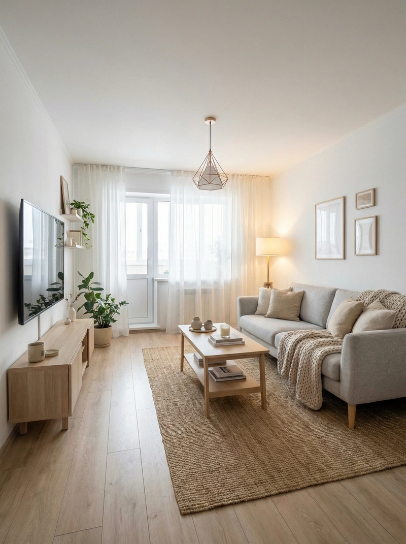 Дизайн интерьера в стиле Хюгге — Гостиная от нейросети RoomGPT