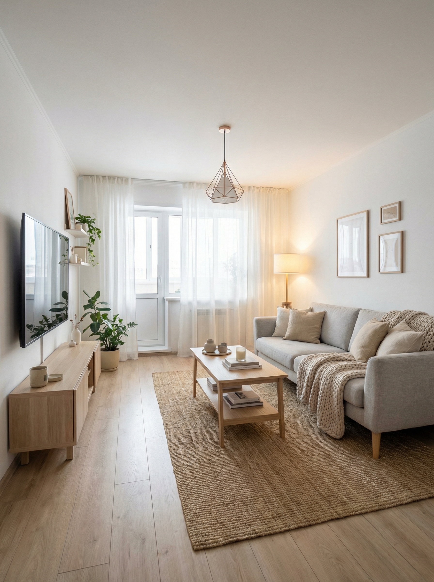 Дизайн гостиной в стиле Хюгге — фото интерьера от нейросети RoomGPT