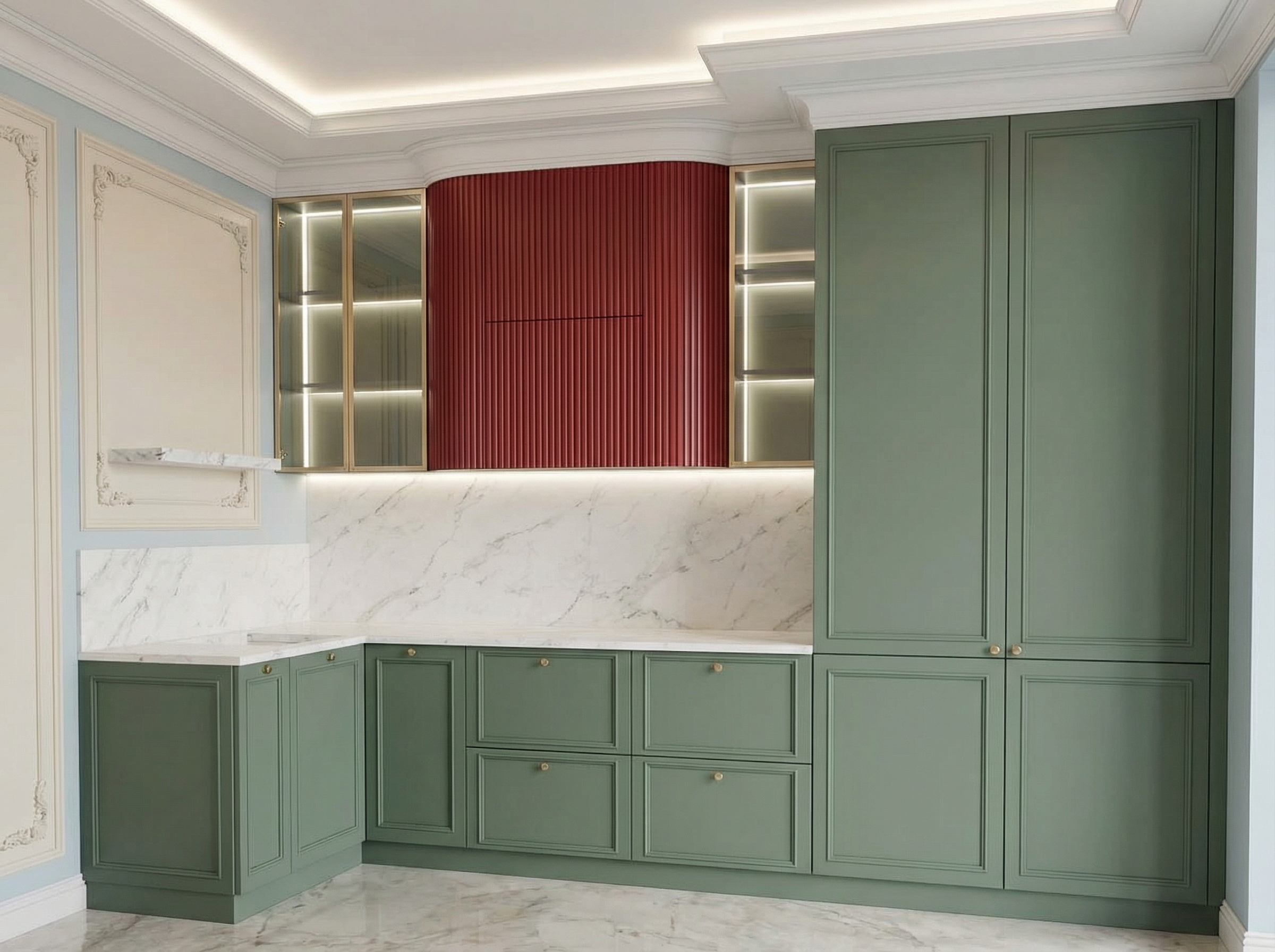 Дизайн кухни в стиле Классика — фото интерьера от нейросети RoomGPT