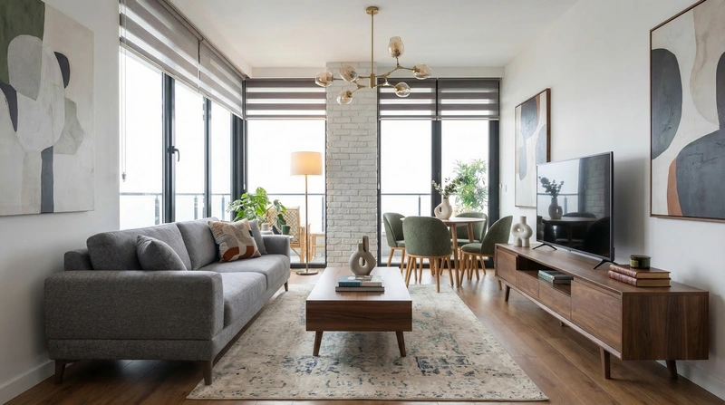 Дизайн гостиной в стиле Контемпорари — фото интерьера от нейросети RoomGPT