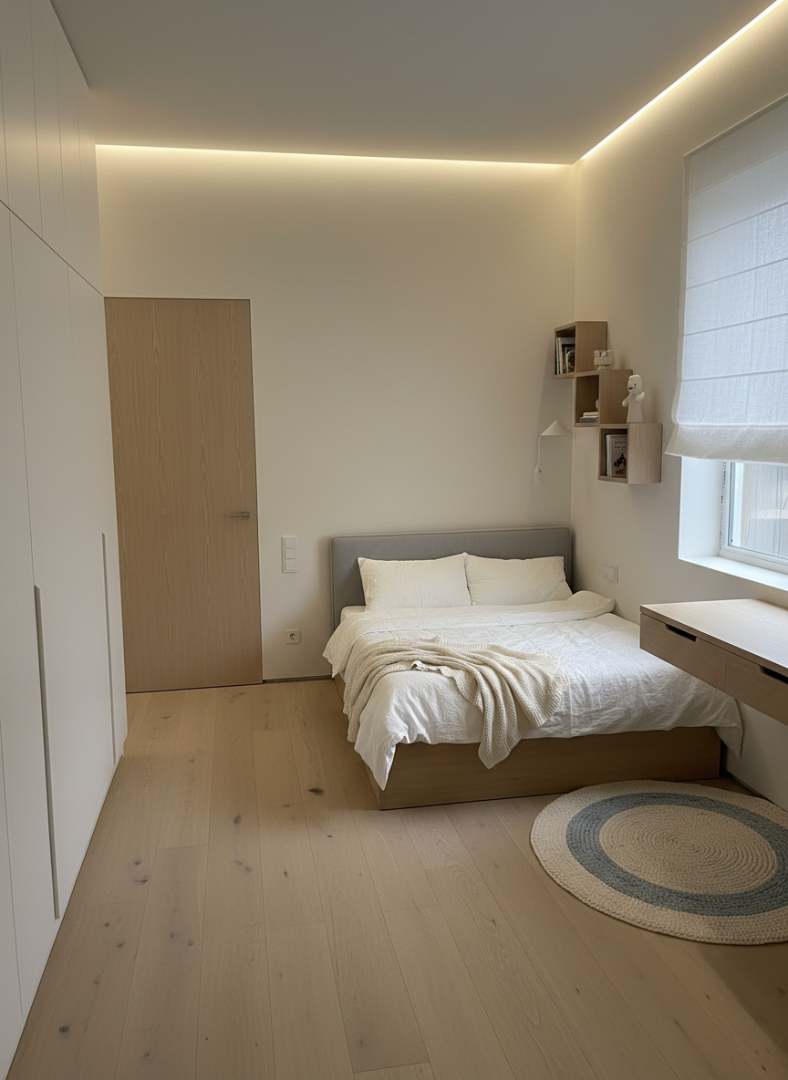 Дизайн детской в стиле Минимализм — фото интерьера от нейросети RoomGPT