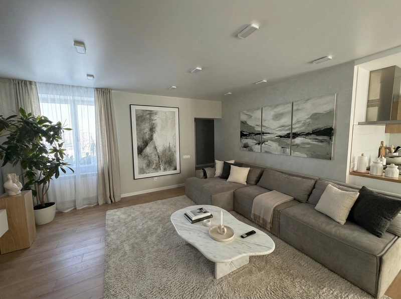 Дизайн интерьера в стиле Минимализм — Гостиная от нейросети RoomGPT