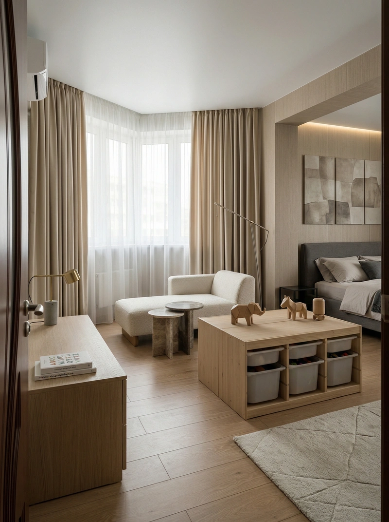 Дизайн детской в стиле Минимализм — фото интерьера от нейросети RoomGPT